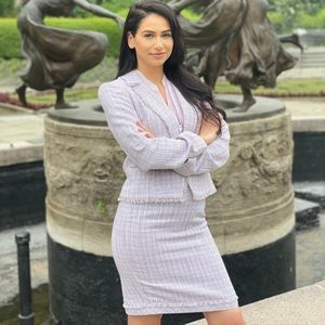 White house black market lavender tweed suit STUNNING Blazer 2 Skirt 00